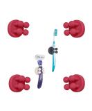 Tecbull Funny Hooks Toothbrush & Razor Holder - Self-Adhesive No Drill 4x Raspberry Red Clamping Brackets & Replacement Pads - Perfect for Shower & Bathroom Organization - Buy Online on SooperMarket.com