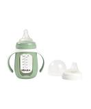 BEABA 2-in-1 Glass Baby Bottle to Glass Training Sippy Cup  Learning Cup  Baby Bottle with Soft Silicone Nipple and Sippy Spout  Baby  Toddler 7 oz (Sage) Charcoal - Buy Online on SooperMarket.com