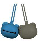 Airfish Silicone Pacifier Box 2-Pack | BPA-Free Baby Bear Pacifier Holder | Travel-Friendly Storage for Girls | Gray Green & Dark Blue - Buy Online on SooperMarket.com