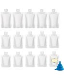 15pcs Travel Size Refillable Squeeze Pouch Set - TSA Approved for Toiletries - Leakproof Cosmetic Containers - 30ml/50ml/100ml - Buy Online on SooperMarket.com