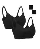 Dreamburn Maternity Nursing Bra XL - Seamless Wireless Comfort for Breastfeeding - 4 Row Hook Adjustment - Removable Spill Prevention Pads - Includes Extenders - 2 Black Pack - Buy Online on SooperMarket.com