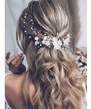 Vakkery Wedding Flower Hair Vine Pearl Headband Bridal Leaf Headpiece Bride Hair Accessories for Women Girls Bridesmaids (Silver) - Buy Online on SooperMarket.com
