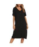Jecarden Women's Maternity Nightgown | Short Sleeve Hospital Sleepwear | Modal Cotton Nightgown - Black XL - Buy Online on SooperMarket.com