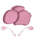 Vicloon Baby Plate Silicone Suction Toddler Plates Self Feeding Training Divided Plate Non Slip Baby Weaning Plate with Spoon and Fork Baby Toddler Plate for Kids High Chairs and Tables (Pink) - Buy Online on SooperMarket.com