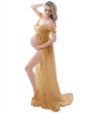 FEOYA Maxi Maternity Dress - Chiffon Lace Strapless Gown for Pregnant Women - Yellow - Buy Online on SooperMarket.com