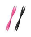 NUOMI 2 Pack Stainless Steel Eyebrow Tweezers with Slant/Pointed Tips - Pink and Black - Makeup Tools for Facial Hair Removal - Buy Online on SooperMarket.com