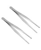 Stainless Steel Tweezers 140mm - Multi Purpose Straight Tweezer for Facial Ingrown Hairs, Splinter Remover, Plants - Bent Tip - 2pcs - Buy Online on SooperMarket.com