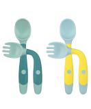 Vicloon Baby Fork and Spoon Set 4pcs Baby Cutlery Feeding Set Toddler Utensils Spoons Forks Silicone Self Feeding Utensil Easy Grip Toddler Cutlery Kit for Infant weaning and Learning to Use Cutlery Blue-green - Buy Online on SooperMarket.com