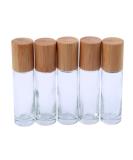ConStore 5pcs Clear Glass Roller Bottles 10ml - Refillable Essential Oil Bottles with Bamboo Lid & Stainless Steel Rollers - Buy Online on SooperMarket.com