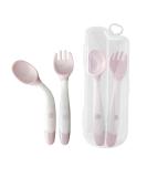 Tomedeks 2pcs Infant Feeding Training Spoon And Fork Cutlery Baby Utensils Spoon And Fork Set Children Easy To Hold Heat-resistant And Flexible Learning Spoon And Fork(Yellow) (Pink) - Buy Online on SooperMarket.com