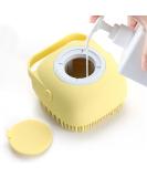 ELEGX Pet Grooming Bath Massage Brush with Soap and Shampoo Dispenser Soft Silicone Bristle for Long Short Haired Dogs Cats Shower (Yellow) - Buy Online on SooperMarket.com