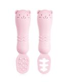 Vicloon Baby Fork and Spoon Set - 2Pcs Silicone Weaning Spoon for Self Feeding - Easy Grip Toddler Cutlery Kit - Soft Infant Utensils (Pink) - Buy Online on SooperMarket.com