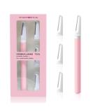 Premium Dermaplaning Tool for Women | Exfoliate Peach Fuzz & Dead Skin | Durable Eyebrow Razors with 4 Blades | Perfect Christmas Stocking Stuffer Gift - Pink - Buy Online on SooperMarket.com