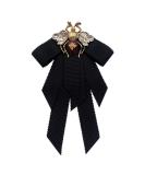 Lijun Vintage Ribbon Bowtie for Women | Big Bowknot Necktie with Bee Crystal Brooch | International Shipping Available - Buy Online on SooperMarket.com
