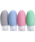 OPRET 4-Piece Silicone Travel Bottles Set - 60ml Leakproof Refillable BPA-Free Containers for Shampoo & Cream - TSA-Approved in Blue Green Pink & Gray - Buy Online on SooperMarket.com