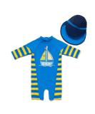 UPF 50+ Baby Boy Swimwear Set with Sun Hat | Infant Toddler Bathing Suit | Sailboat Design | 12-18 Months - Buy Online on SooperMarket.com