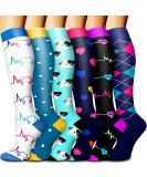 Bluemaple 6 Pack Copper Compression Socks for Women and Men Circulation-Best Support for Medical, Running,Nursing,Athletic C-white+blue Large-X-Large - Buy Online on SooperMarket.com