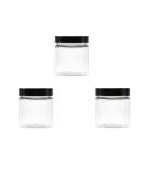 3 Pack 250ml Transparent Plastic Cosmetic Containers with Black Lid - Refillable Empty Cream Bottles & Lotion Storage for Ointments - Buy Online on SooperMarket.com