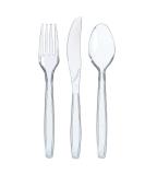 300 ct Disposable Plastic Silverware Set | Clear Cutlery Utensils | 100 Forks, 100 Spoons, 100 Knives | Heavy Duty Bulk Flatware - Ideal for Parties & Events - Buy Online on SooperMarket.com
