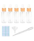 5Pcs Transparent Dropper Bottle 20ML Plastic Eye Dropper Bottles for Essential Oil Pipette Refillable - with Measured Pipette Funnel and Labels (White + Gold Cap) 20ml White + Gold Cap - Buy Online on SooperMarket.com