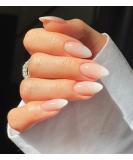 LADYING 24 Pcs Gel False Nails Short Almond French Tip Gradient White Fake Nails with Nail Glue - Women's Nail Art Kit - Buy Online on SooperMarket.com
