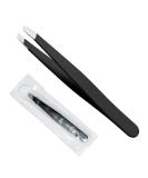 Pluck Econtal Black Tweezers with Case | Professional Sloping Eyebrow Hair Plucking Tool - Buy Online on SooperMarket.com