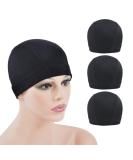 3 Pcs Stretchy Black Dome Cap Wig Caps with Wide Elastic Band - M Size - Buy Online on SooperMarket.com