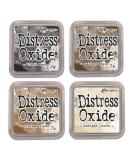 Tim Holtz Ranger Distress Oxide Ink Bundle - Four 3" x 3" Pads (E : Black Soot, Walnut Stain, Vintage Photo, and Antique Linen) - Buy Online on SooperMarket.com