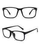 GQUEEN Large Frame Horn Glasses Without Prescription Fake Glasses Nerd Glasses Women Men UV400 PE1 2 Matt Black - Buy Online on SooperMarket.com