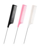 DAZISEN 3 Pieces Hair Comb - Anti-Static Tail Combs Fine Tooth Combs Salon Barber Hairdressing Comb with Stainless Steel Handle for Women and Men (Black+Pink+White) *3 - Buy Online on SooperMarket.com
