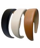 3 Pack Wide PU Padded Headbands for Women - Fashionable and Comfortable Hair Accessories - Buy Online on SooperMarket.com