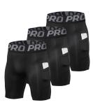 YUSHOW Men's Compression Shorts with Pocket - Quick Dry Spandex Sports Running Underwear - Black, Medium - Buy Online on SooperMarket.com
