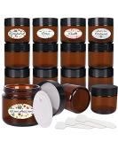 2 oz Amber Glass Jars 15 Pack - Refillable Cosmetic Containers with Inner Liners and Black Lids for Lotion, Ointments, Makeup, Slime, and Travel - Buy Online on SooperMarket.com