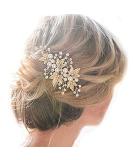 Sppry Wedding Hair Clips Set - Rhinestone Pearl Bridal Hair Accessories (Gold) - Pack of 2 - Buy Online on SooperMarket.com