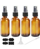 YUNFOOK 4 oz Amber Glass Spray Bottles for Essential Oils Small Empty Fine Mist Spray Bottle 2 Pack with Funnel Dropper Amber 4oz-2pack - Buy Online on SooperMarket.com