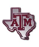 Texas A&M Aggies METAL Auto Emblem with Maroon Trim in Shape of Texas - Buy Online on SooperMarket.com