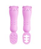 Vicloon Baby Fork and Spoon Set - 2Pcs Silicone Weaning Spoon for Self Feeding - Easy Grip Toddler Cutlery Kit in Purple - Buy Online on SooperMarket.com