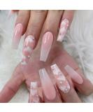Gradient Pink Cloud Rhinestone Long Coffin False Nails - 24PCS Full Cover Press on Nails for Party, Prom, Women Style - Shop Now! - Buy Online on SooperMarket.com