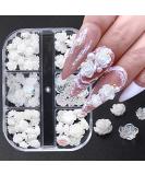 3D White Aurora Camellia Nail Charms - 90Pcs Elegant Wedding Nail Art Jewelry for DIY Decorations - Buy Online on SooperMarket.com