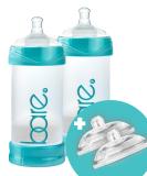 Bare Air-Free 8oz Twin + 2 Nipples by Bittylab | Perfe-Latch & Easy-Latch | Reduces Reflux, Colic, Gas, Fuss | For Breastfed & Bottle-Fed Babies | Easy Instructions - Buy Online on SooperMarket.com