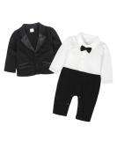 AmzBarley Baby Boys Gentleman Suit | Kids Formal Tuxedo Romper with Bowtie | Birthday Party Outfit | Black 18-24 Months - Buy Online on SooperMarket.com