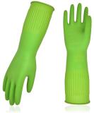 Vgo 3 Pairs Household Cleaning Gloves - Extra Thick Rubber Dishwashing Gloves with Long Sleeves | RB2143 S(3 Pack) Green - Buy Online on SooperMarket.com