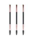 Premium Eyebrow Brush Set - 3 Spoolie & Angled Brushes for Powders, Waxes & Gels - Black - Buy Online on SooperMarket.com