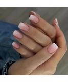 Mouyou Short Square Press On Nails - Nude Pink Gradient White Full Cover Artificial Fingernails with Glue for Women & Girls - F7 - Buy Online on SooperMarket.com
