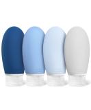 OPRET 100ML silicone travel bottles set 4 pieces of leak-proof portable portable travel container for shampoo cream rinse bpa-free and TSA-tested blue series - Buy Online on SooperMarket.com