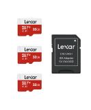 Lexar 32GB Micro SD Card 3 Pack, microSDHC UHS-I Flash Memory Card with Adapter - Up to 100MB/s, U1, Class10, V10, A1, High Speed TF Card (3 microSD Cards + 1 Adapter) 32GB x 3 - Buy Online on SooperMarket.com