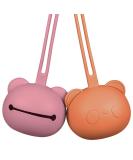 Airfish Silicone Pacifier Box 2 Pack - BPA-Free Baby Bear Pacifier Holder for Travel - Orange & Dark Pink - Buy Online on SooperMarket.com