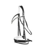 HORZE Grayson Classic Leather Ergonomic Snaffle Dressage Bridle - Black/White Horse - Buy Online on SooperMarket.com