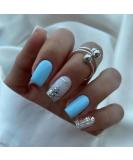Mouyou press on nails short square purple white fake nails full cover artificial nails with nail glue angular white purple glitter acrylic artificial fingernails for women e8 - Buy Online on SooperMarket.com