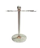 Luxury Razor and Brush Stand, The Admiral by VIKINGS BLADE, Ancient Viking Look with Heavy Distressed Stainless Steel & Brass, Extra Wide Openings, Fits Most Razors and Brushes - Buy Online on SooperMarket.com